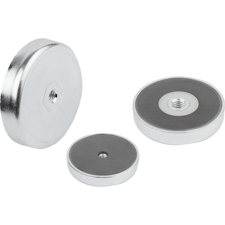 Kipp Magnet Shallow Pot Magnet H=7 Hard Ferrite, Round, Comp, Steel, D1=M04, D=25 +/-0, 15 K1394.2504